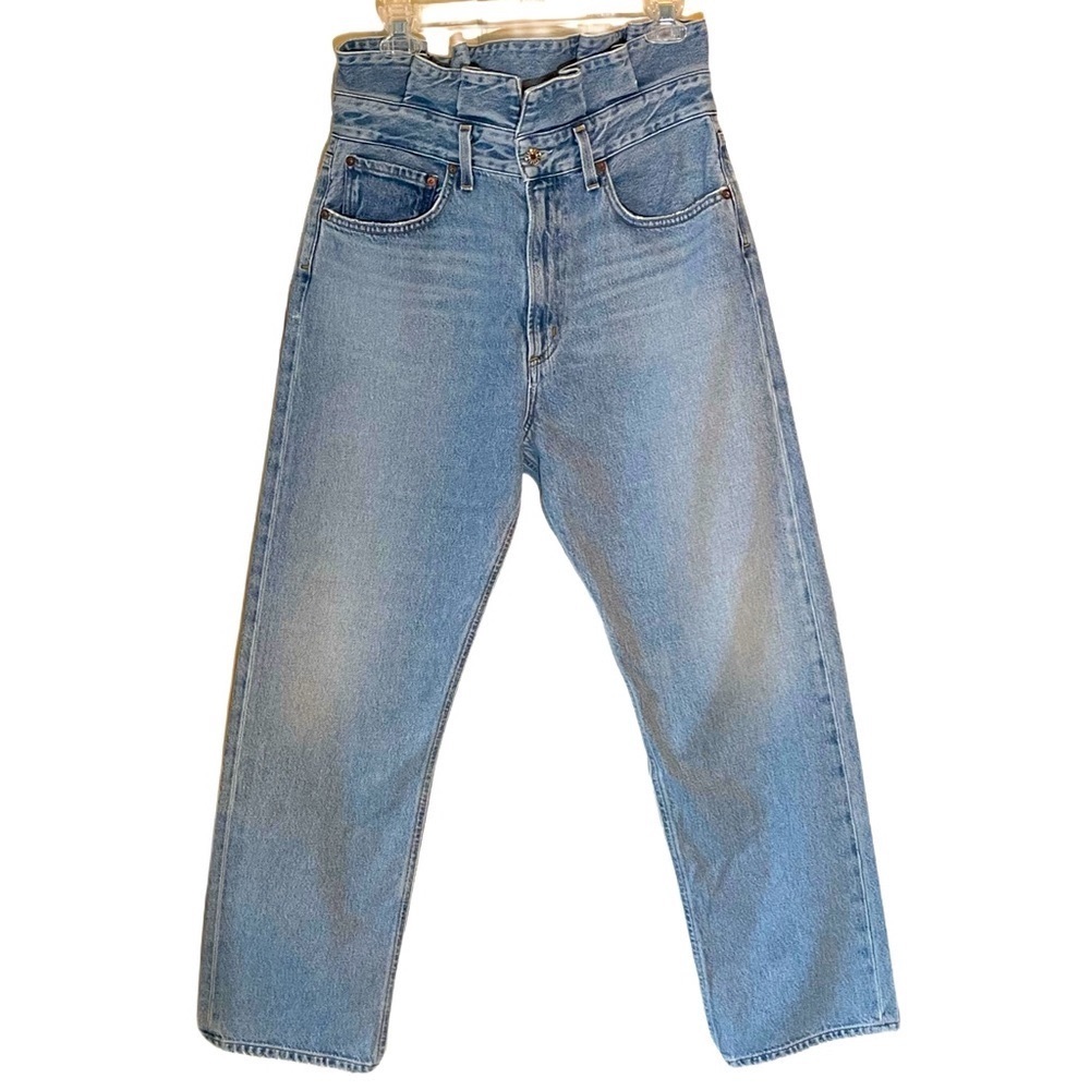 AGOLDE Ruffled Waist Band High Waisted Jeans